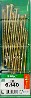SPAX Universalschaube 6 x 140 mm 20 Stück Teilgewinde T30 WIROX Senkkopf Gelb