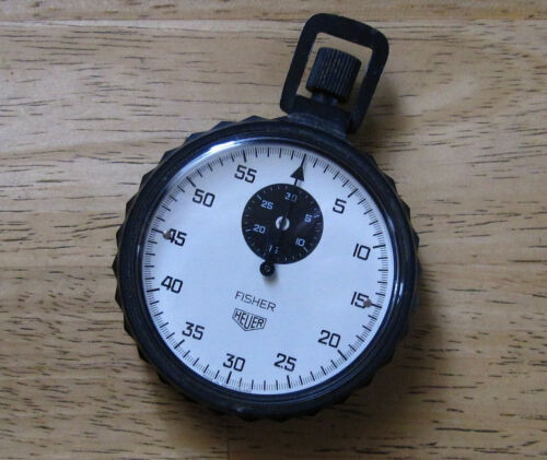 HEUER FISHER 60 SECOND, 30 MINUTE HIGH IMPACT STOPWATCH, 7 JEWEL SWISS TIMER - Picture 1 of 11