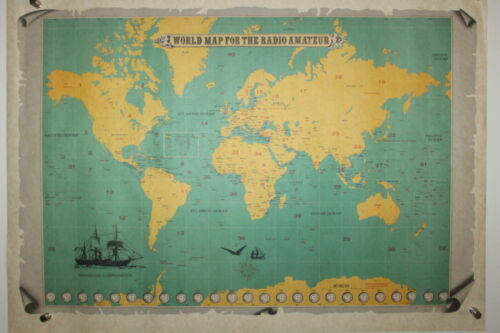 Vintage Kenwood Corporation WORLD MAP FOR THE RADIO AMATEUR poster