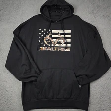 Realtree Hoodie Sweater Mens LARGE Black Outdoor Camo American Flag Patriot NWT