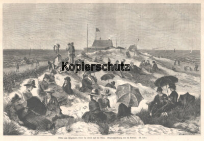 ''Bilder aus Helgoland:Dolce far niente auf der Düne'' Original Holzstich von 1887