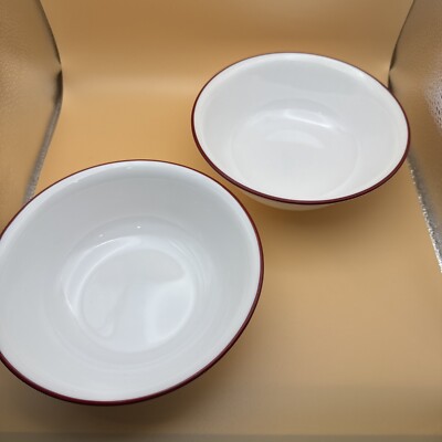 Corelle Vitrelle Splendor Red Rim Cereal or Soup Bowls Bandhani Set of 