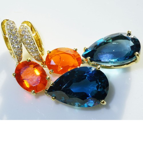Topas Feueropal Brillant Ohrhänger 750er Gelbgold...Great Jewellery WOW Farben - Bild 4 von 10
