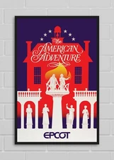 American Adventure Ben Franklin Mark Twain Attraction Poster 