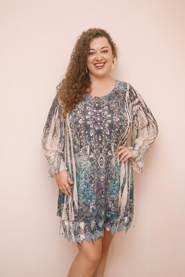 Plus Size Floral Peasant Boho Navy Vintage Festival Lace Dress Tunic 2XL |  eBay