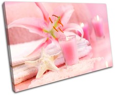 Pink Candles Floral Bathroom SINGLE TOILE murale ART Photo Print
