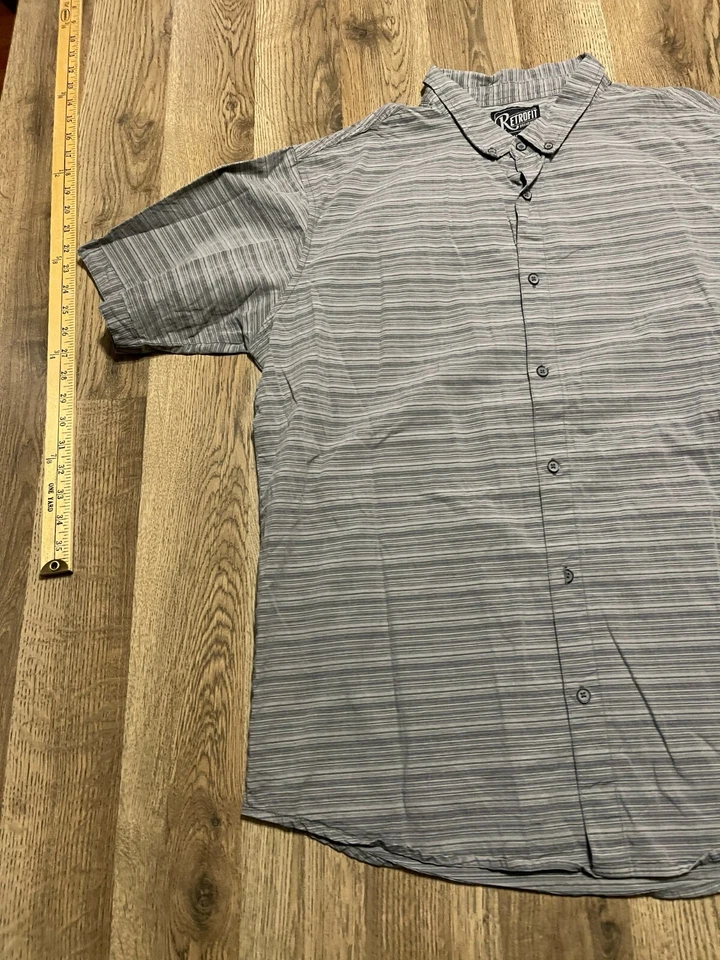 Retrofit Shirt, Men's Size XXL, Gray, Button Down, Short Sleeve - Imagem 3 de 4