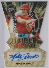 2024 Press Pass Premium Mike Schmidt Triple Threat 1/1 Auto Super Prismatic Gold