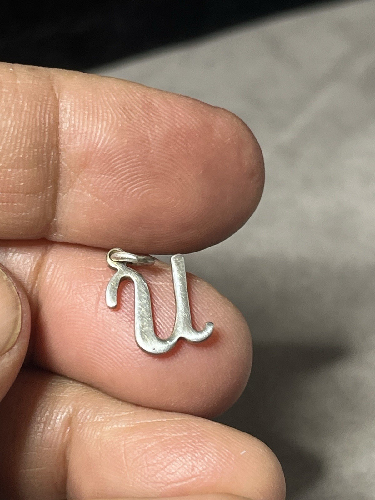 925 Sterling Silver Script Initial "u" Pendant - image 3