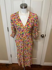 Rixo X Target Bright Floral Crepe V-Neck Puff Sleeve Dress, Size 6