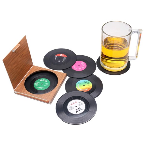 Untersetzer Retro Vinyl LP Schallplatten Stil Rutschfest Kaffee GeträNke 6 StüCk-image