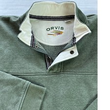 ORVIS Mens Green Pullover Sweatshirt With Fly Fishing Logo Size XXL