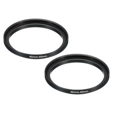 2Pack 46mm-49mm Metal Step Up Ring Camera Lens Filter Adapter Ring Black
