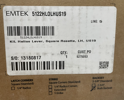 #ad Emtek 5122HLOLHUS19 Helios LH Single Cylinder Keyed Entry Flat Black *PARTS* $39.99
