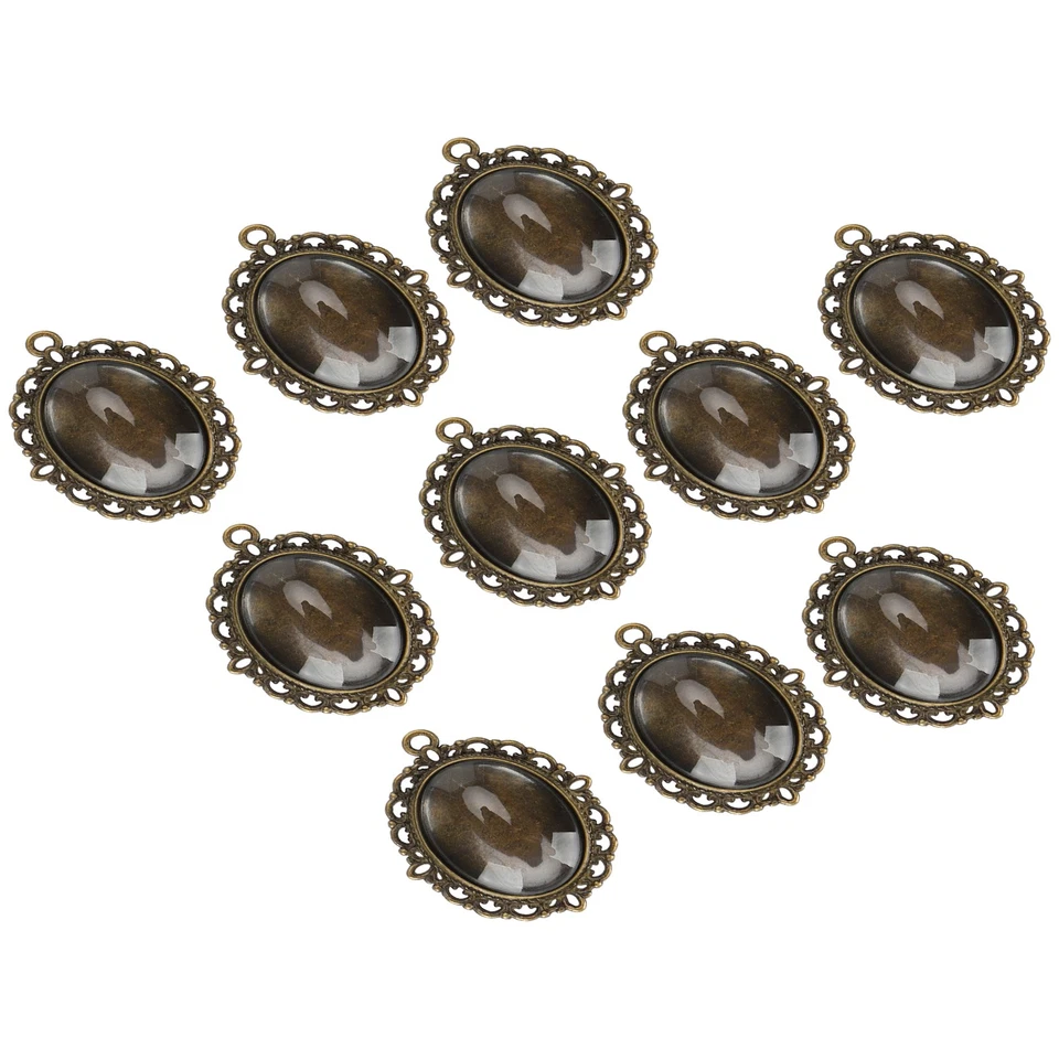 10 Sets Glass Patch Pendant Oval Trays Glass Cabochon Clear Dome Tiles DIY - Bild 2 von 4