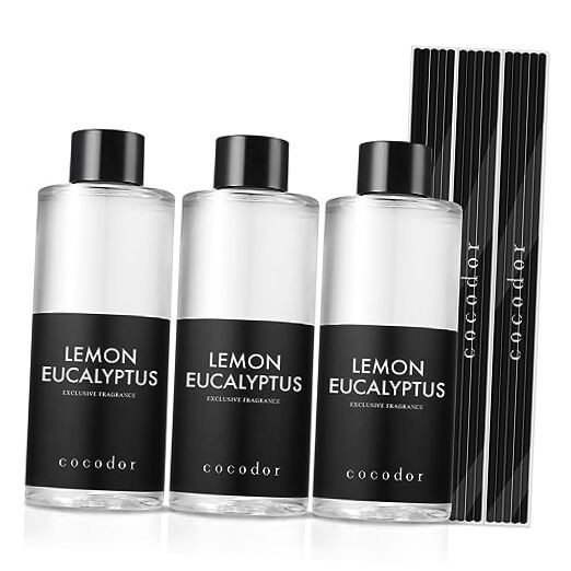 COCODOR 6.7oz Lemon Eucalyptus Reed Diffuser Oil Refill Pack of 3-image