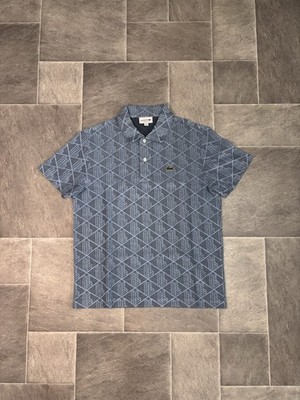 Lacoste Polo Monogram Blau Y2K Old Money Streetwear Classic Fit M