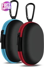 for Earbuds Carrying Case, 2Pack, Red Blue Small Oval Storage Cases, Portable St