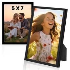 Modern 2-Pack Black Picture Frames 4x6 or 5x7 Plexi Glass Display