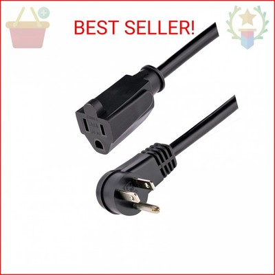 StarTech.com 3ft (1m) Power Extension Cord, Right Angle NEMA 5-15P to NEMA 5-15R