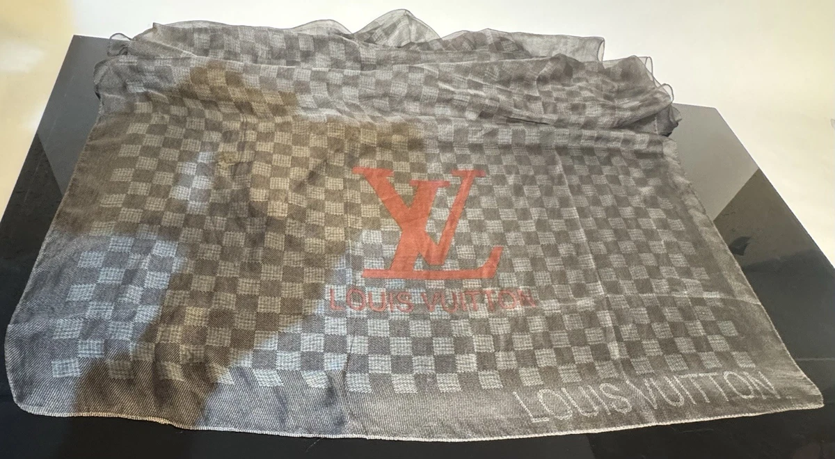 Louis Vuitton女式灰色丝绸围巾和包装| eBay