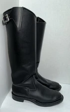 Wesco Custom Mens Black Leather 19" Motorcycle Patrol Boots Vibram Soles 8
