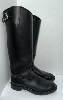Wesco Custom Mens Black Leather 19'' Motorcycle Patrol Boots Vibram Soles 8