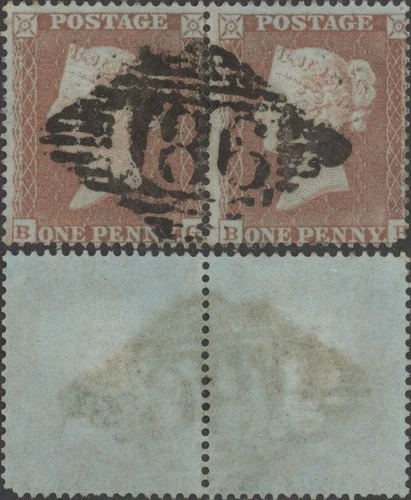 SG17 C1 1d Plate 164 PAIR 'BG-BH'. CANCELLED CONTRARY TO REGULATIONS. Fine Used.