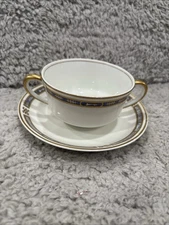 Mystic Blue Cup & Saucer O P Co Syracuse china