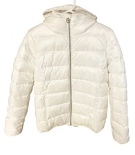 Michael Kors Warm Down Faux Fur Puffer Coat Ivory Color Women's Medium NWOT