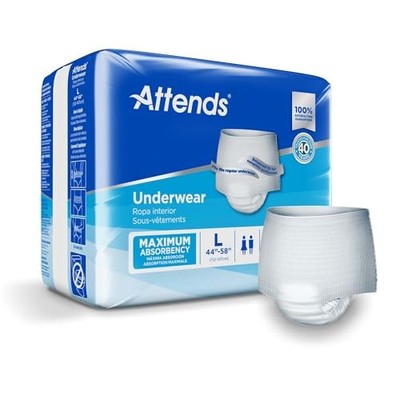 Attends Adult Absorbent Underwear Large 72 Count Maximum Care