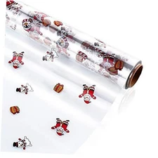  Christmas Cellophane Wrap Roll | Santa Claus Pattern Paper Wrapper 15.7 inch 