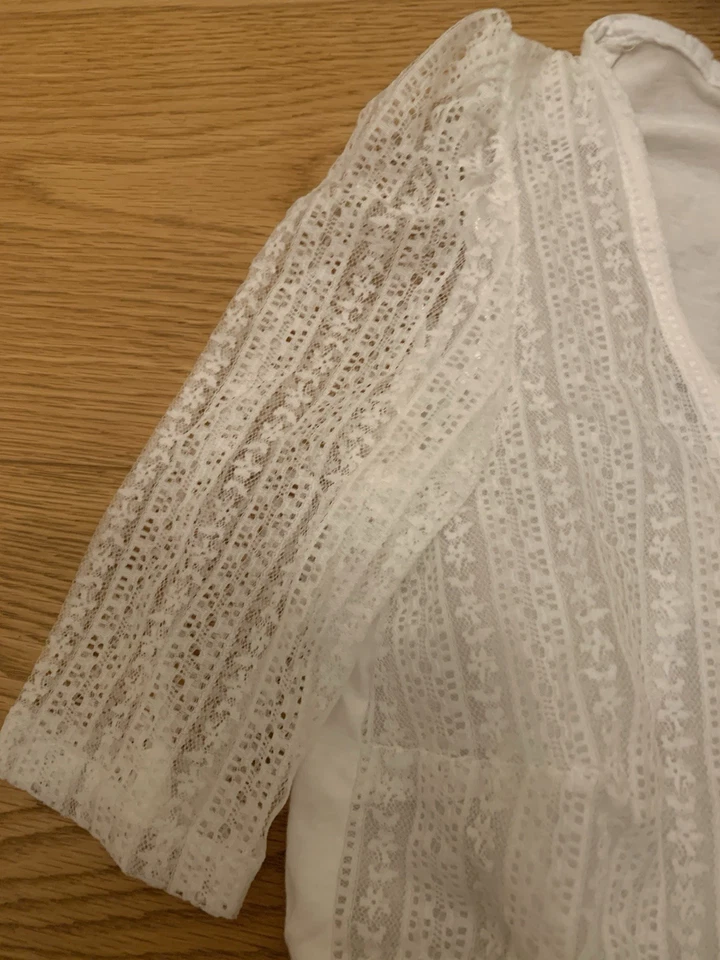 Neu! Dirndlbluse Gr. 32 Edelnice Kassandra weiß halbarm Spitze - Bild 4 von 4