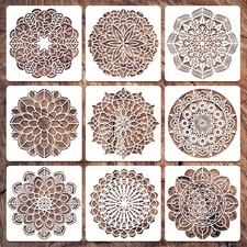 Wall Stencils for Painting Large Pattern, 9Pcs Mandala 12 inch, round pattern