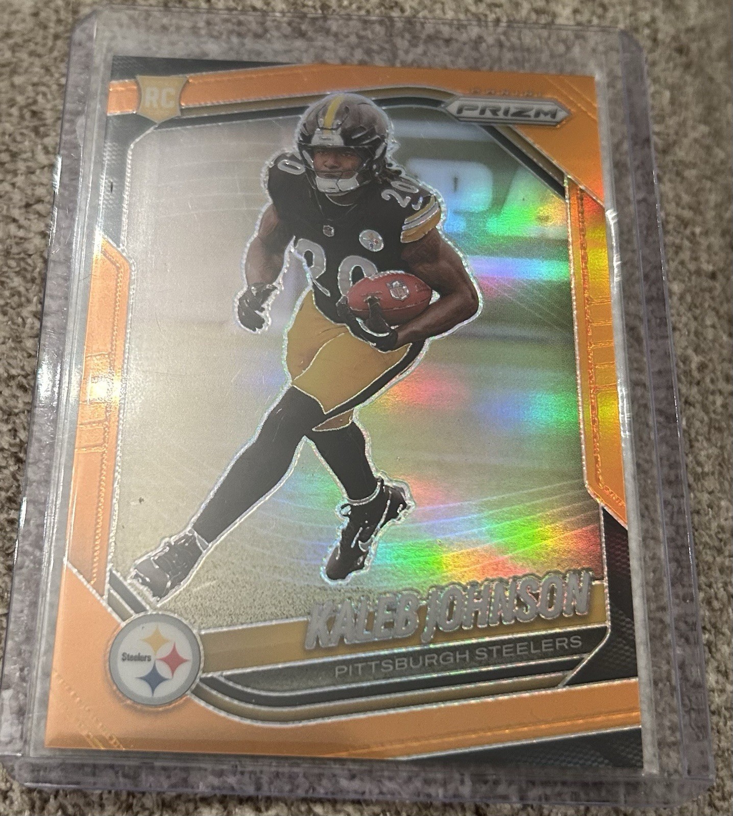 2025 Panini Prizm Orange Prizm Rookie Kaleb Johnson Steelers #375 /249