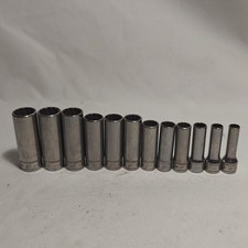 Snap-On 3/8” Drive Metric Deep Socket Set 12pt Chrome Sfm 8mm–19mm USA 12Pc Set