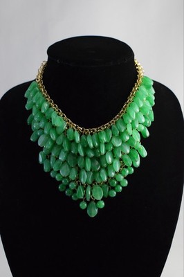 VTG Vendome Couturier Bib Green Layered Link Bandanna Necklace New W/ Tag