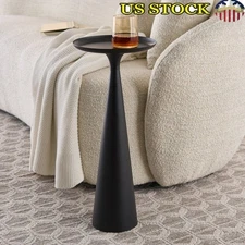 Truitt Round Drink Table Modern Pedestal End Table Metal Construction Indoor Use