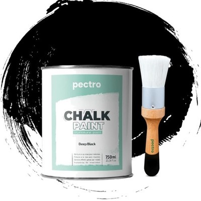 Black Chalk Paint for Furniture 25 fl.Oz. 750ml + Special Brush - Furniture P...