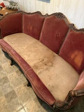 Victorian Sofa Plum Colored Material Frame Is Excellent
