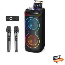 Karaoke Machine with 2 Wireless Microphones for Adults, Big Bluetooth Party S...