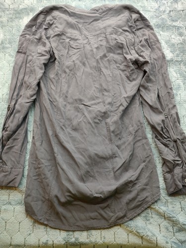 Maurices Womens M Blue Jean Denim Blouse Ruffles Button Up - Picture 10 of 11
