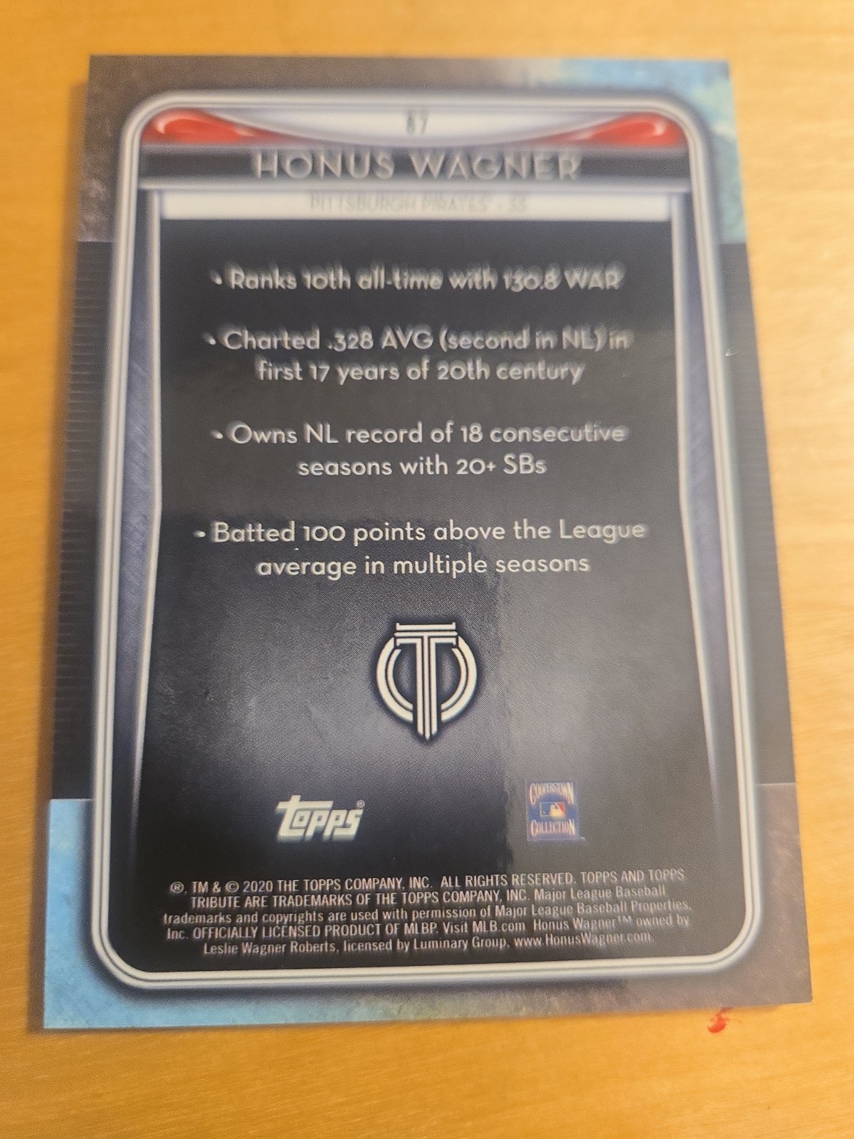 2020 Topps Tribute - Honus Wagner #87 view 2