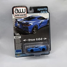 AUTOWORLD PREMIUM 2023 2020 CHEVROLET CORVETTE 1/64 DIECAST RAPID BLUE AWSP124 B