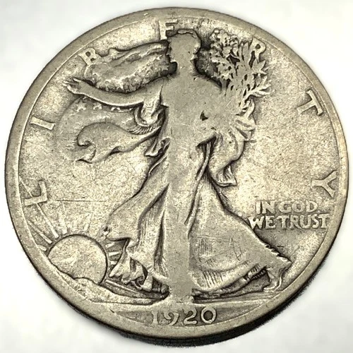 1920 D Walking Liberty Half Dollar - 90% Silver - 50c US Coin VG - 2272
