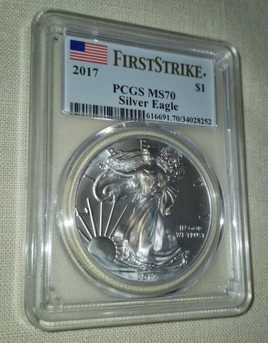 2017 MS-70 FIRST STRIKE AMERICAN SILVER EAGLE PCGS GRADED ONE TROY OZ USA FLAG