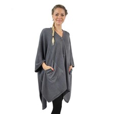 Antonio Poncho Damen Winter elegant mit praktischen Taschen  grau
