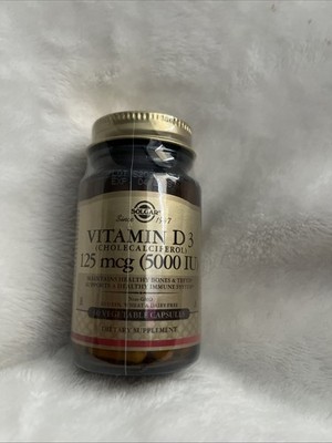 Solgar Vitamin D3 Cholecalciferol 125 mcg 5000 IU 60 Vegetable Capsules Exp 4/28