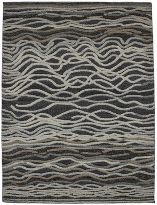 Handmade 6X8 Modern Area Rug High-Low Relief Waves Style Bedroom Decor Carpet