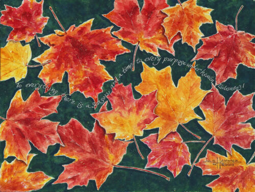 Autumn Leaves 16x20 double-matted Watercolor Art Print by artist Julie Hammer